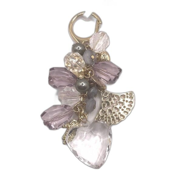 Sleek Gold and Purple Charm Keychain  Accessory - Picture 1 of 6